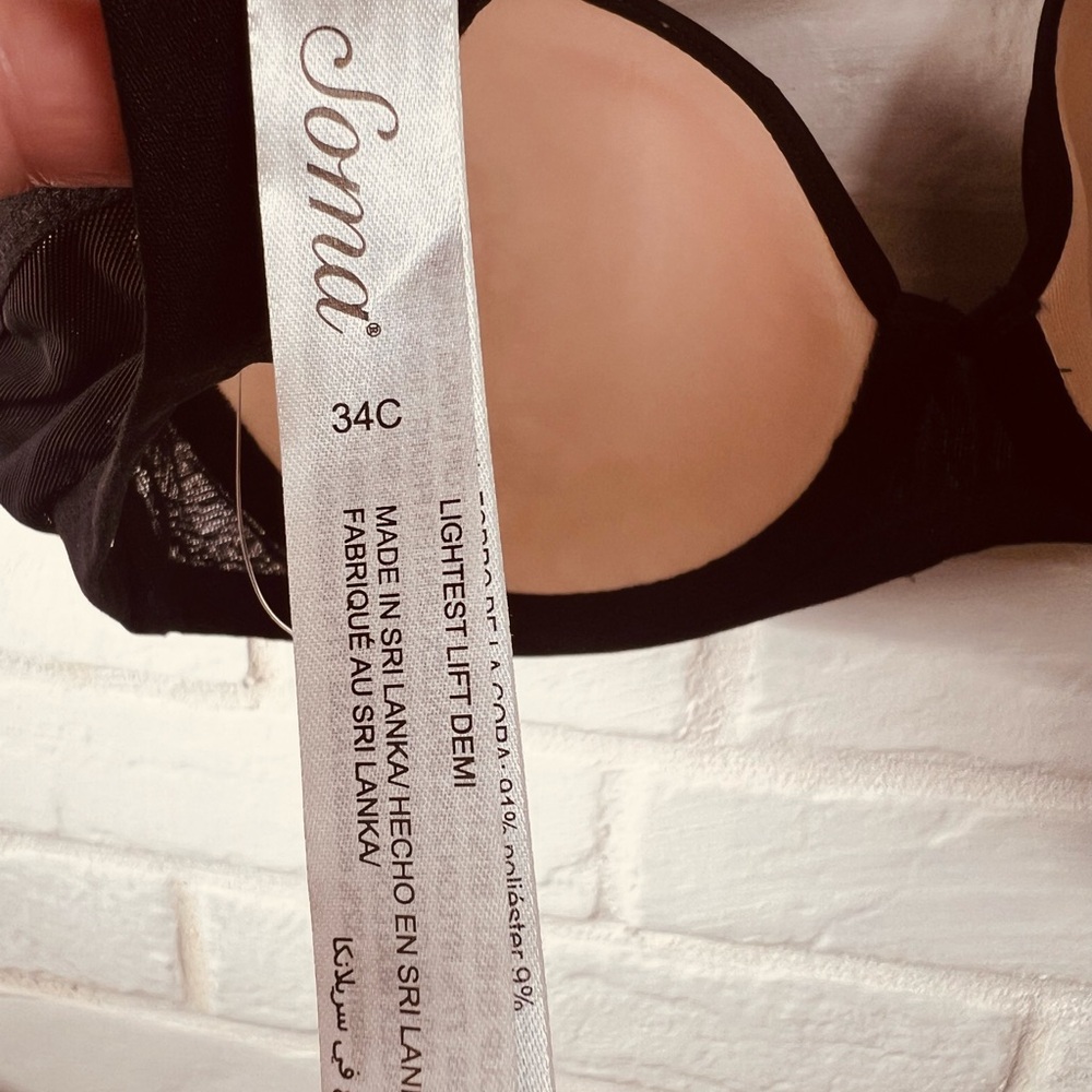 NWT Soma Lightest Lift Lined Demi Underwire Lace Bra 34 C Black #0668 - Picture 9 of 13